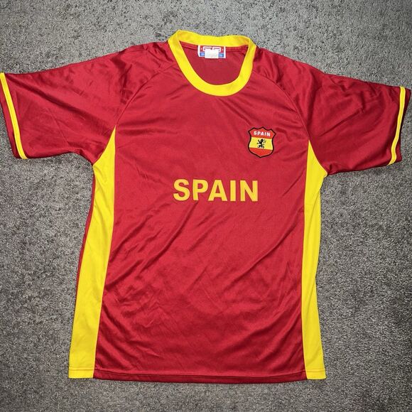 Spain Football Soccer Jersey Adult MEDIUM Red Yellow EB Sports España Sports - Picture 1 of 6